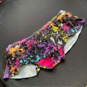 Black bikini bottom skirt neon multicolor graphic swim ARIZONA JEAN COMPANY S/CH